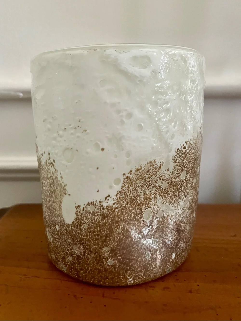 Hand-Blown Vase Glass White & Gold